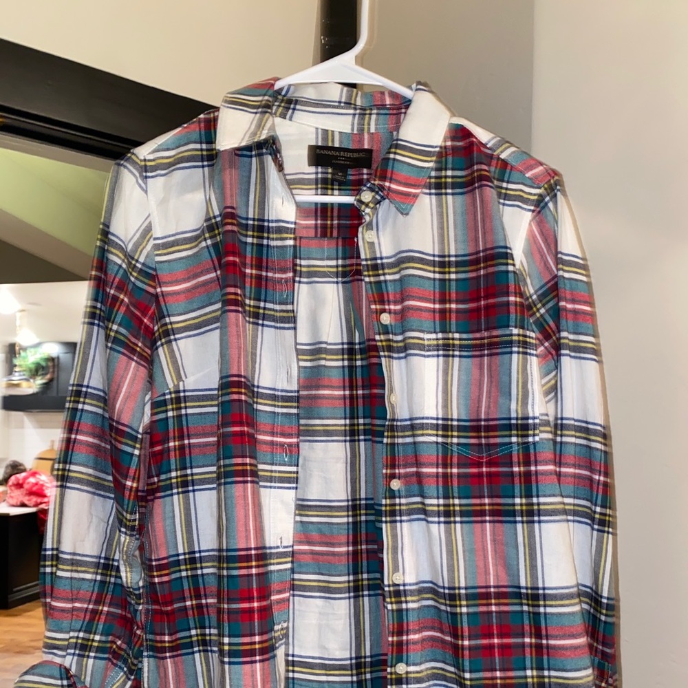 banana republic plaid button down!